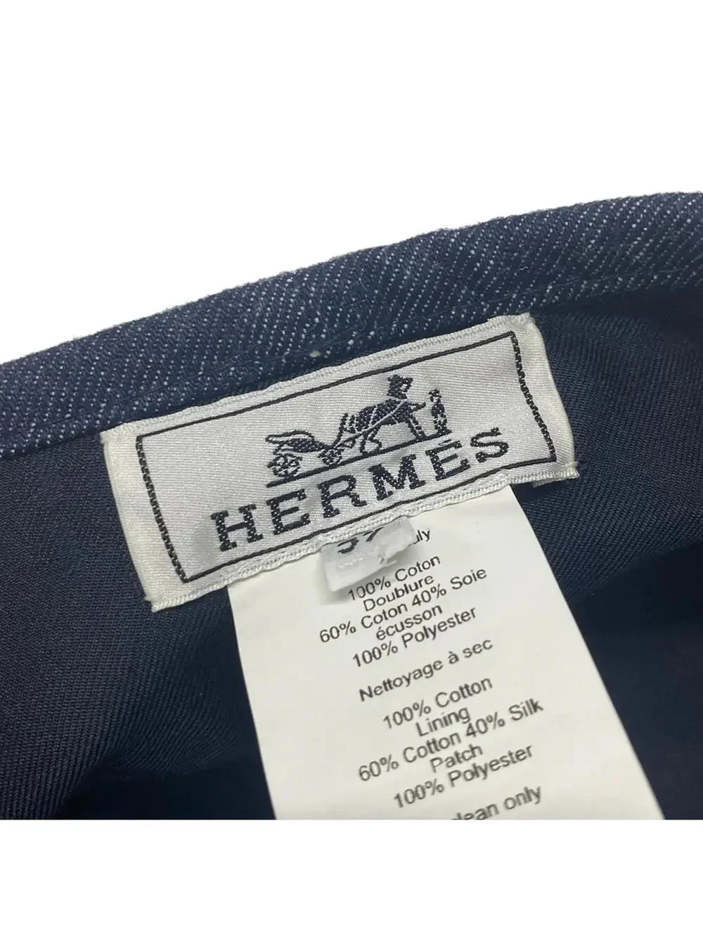 Hermes Navy Cotton Hat #279453H54B